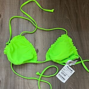 Women Neon Green Bikini Top